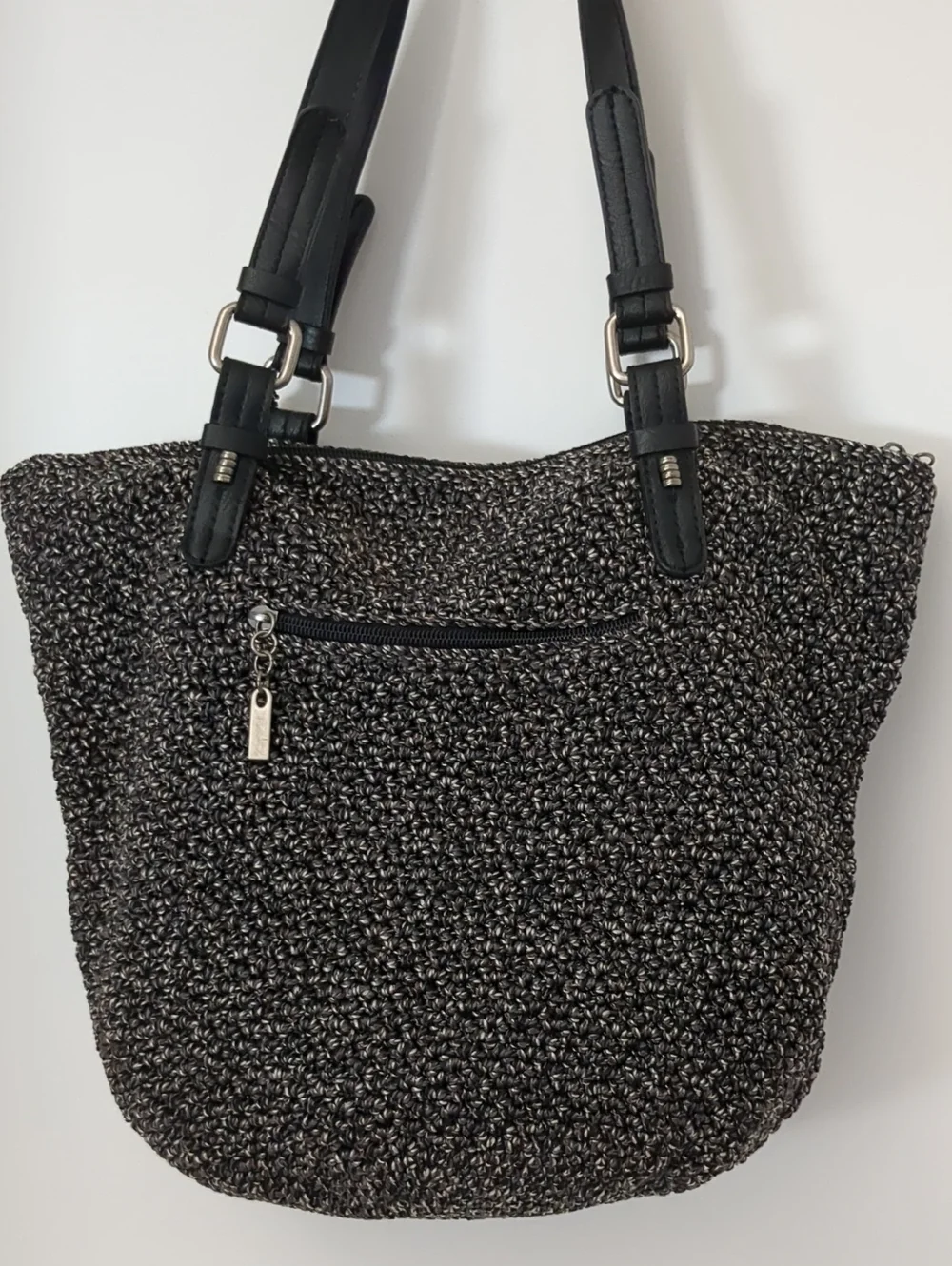 The Sak Black & Brown Woven Double  Strap Shoulder Bag